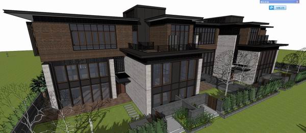 Sketchup别墅模型|联排别墅，古典风格