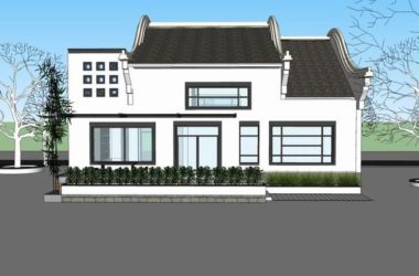 Sketchup别墅模型|独栋别墅，现代中式风格-BIM建筑网