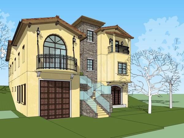Sketchup别墅模型|独栋别墅，古典风格