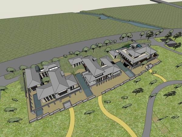 Sketchup别墅模型|独栋别墅群，古典风格