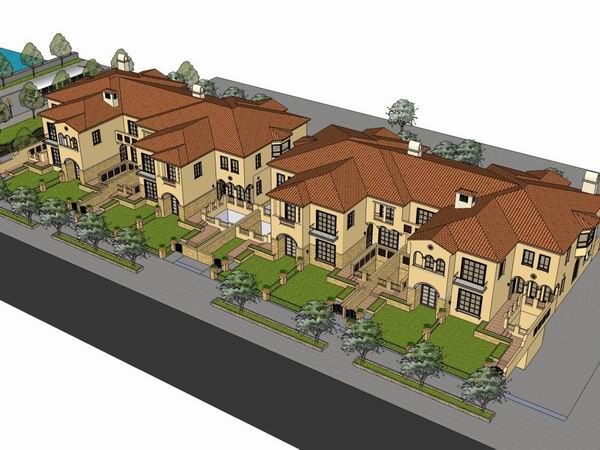 Sketchup别墅模型|双拼别墅，古典风格