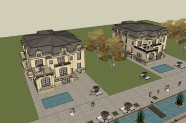 Sketchup别墅模型|联排别墅，古典风格-BIM建筑网