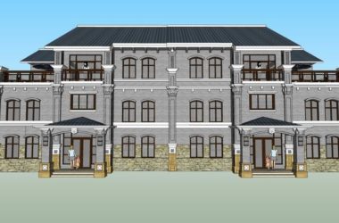 Sketchup别墅模型|双拼别墅，古典风格-BIM建筑网