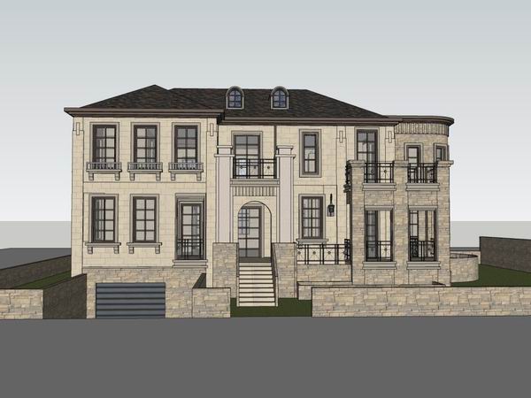 Sketchup别墅模型|独栋别墅，古典风格