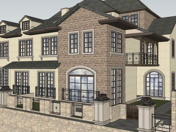 Sketchup别墅模型|独栋别墅，法式古典风格