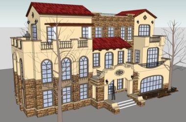 Sketchup别墅模型|独栋别墅，古典风格-BIM建筑网