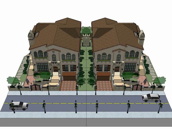 Sketchup别墅模型|独栋别墅，古典地中海风格