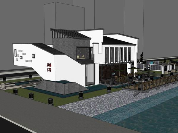 Sketchup别墅模型|别墅，中式古典风格