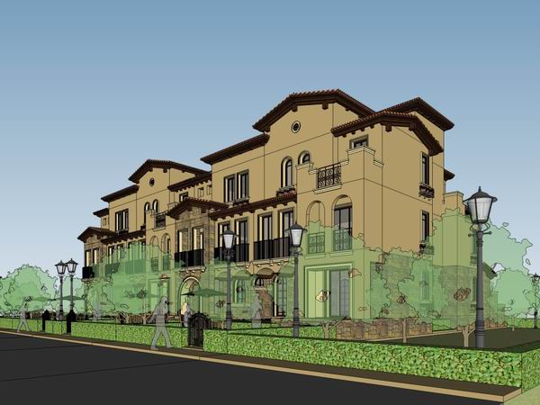 Sketchup别墅模型|联排别墅，古典风格