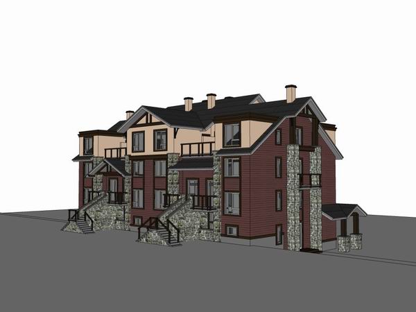 Sketchup别墅模型|美式叠拼双拼，别墅，古典风格