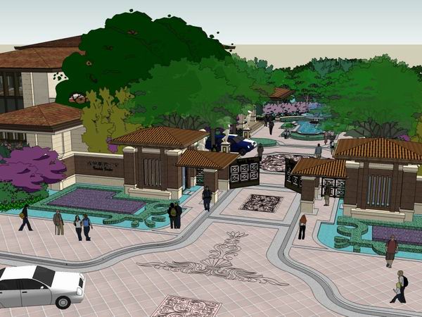 Sketchup别墅模型|别墅住宅小区，古典风格