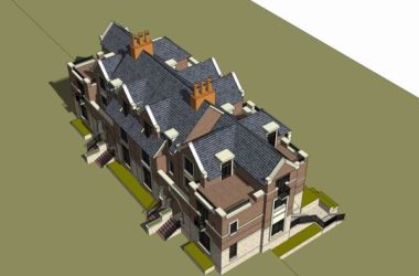 Sketchup别墅模型|联排别墅，古典风格-BIM建筑网