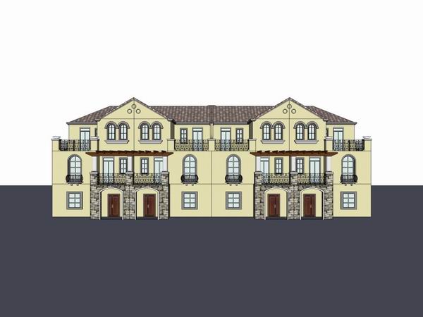 Sketchup别墅模型|联排别墅住宅，古典风格