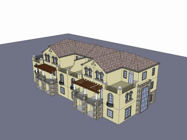 Sketchup别墅模型|联排别墅住宅，古典风格