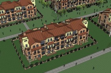 Sketchup别墅模型|联排托斯卡纳别墅，古典风格-BIM建筑网