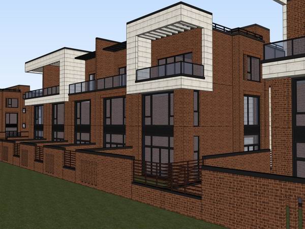 Sketchup别墅模型|联排别墅，现代风格