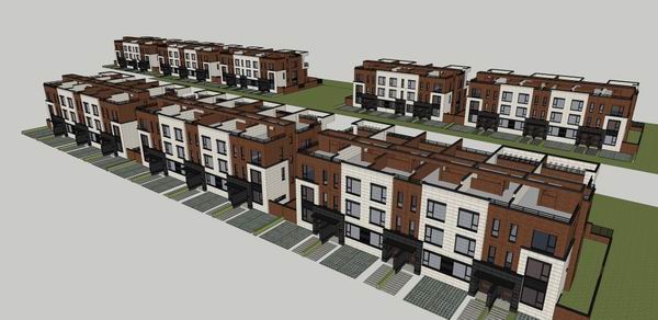 Sketchup别墅模型|联排别墅，现代风格