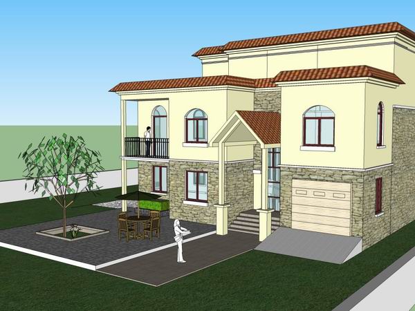 Sketchup别墅模型|独栋别墅，古典风格