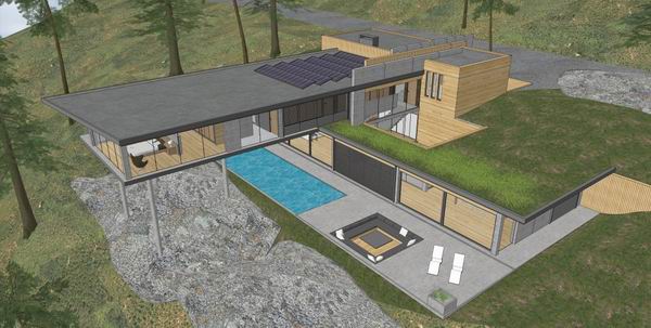 Sketchup别墅模型|独栋山地别墅，现代风格