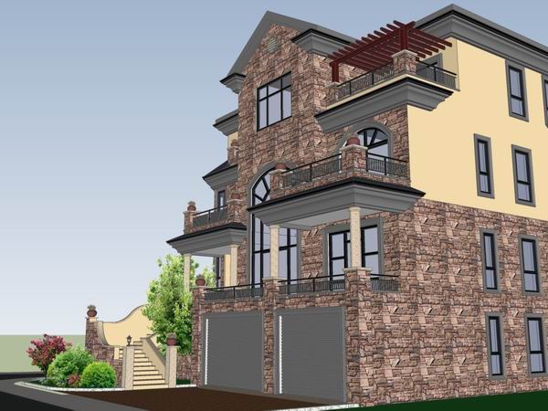 Sketchup别墅模型|独栋别墅，古典风格