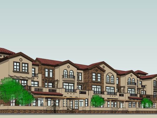 Sketchup别墅模型|联排别墅，古典风格