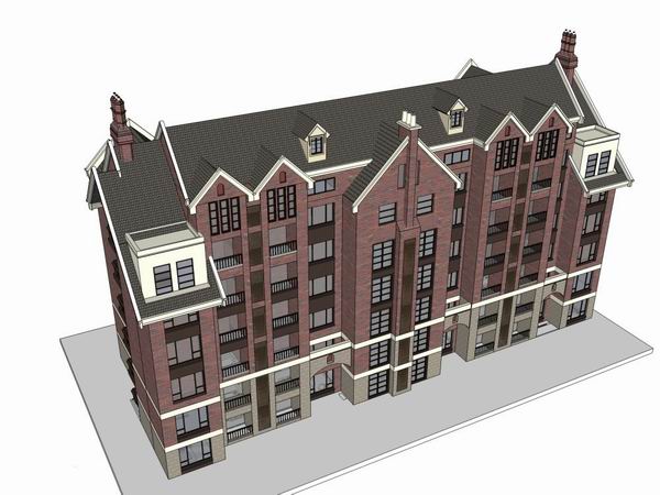 Sketchup别墅模型|联排别墅，花园洋房，古典风格