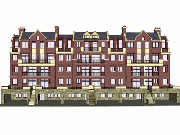 Sketchup别墅模型|联排别墅，古典风格