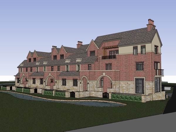 Sketchup别墅模型|联排别墅，古典风格