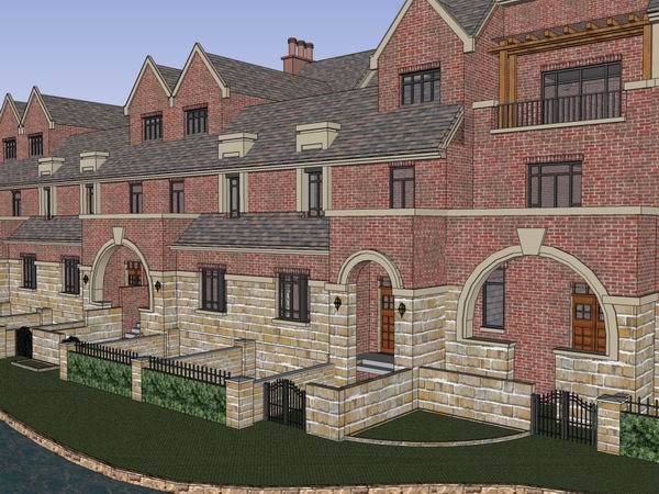 Sketchup别墅模型|联排别墅，古典风格