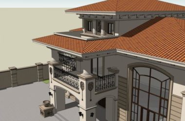 Sketchup别墅模型|独栋别墅，古典风格-BIM建筑网