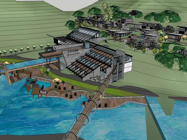 Sketchup别墅模型|西双版纳别墅，现代风格