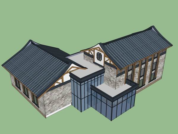 Sketchup别墅模型|独栋别墅，古典风格