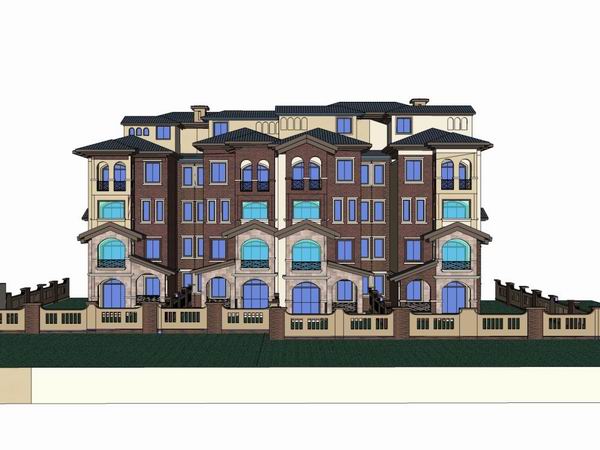 Sketchup别墅模型|叠拼别墅，古典风格