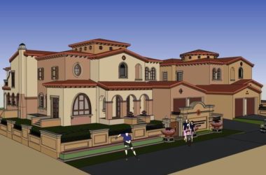 Sketchup别墅模型|双拼别墅，古典风格-BIM建筑网