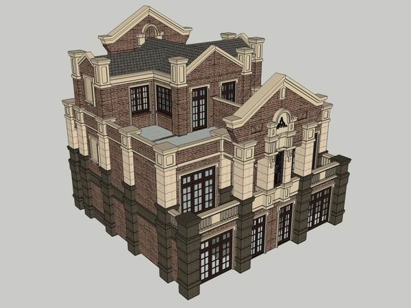 Sketchup别墅模型|独栋别墅，古典风格