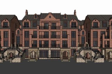 Sketchup别墅模型|联排别墅，英式古典风格-BIM建筑网