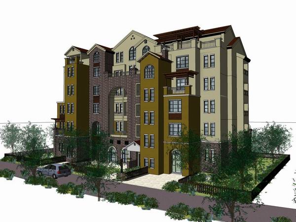 Sketchup别墅模型|花园洋房，别墅，古典风格