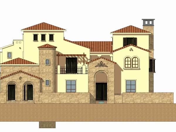 Sketchup别墅模型|托斯卡纳别墅，古典风格