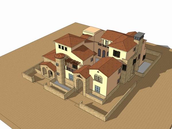 Sketchup别墅模型|托斯卡纳别墅，古典风格