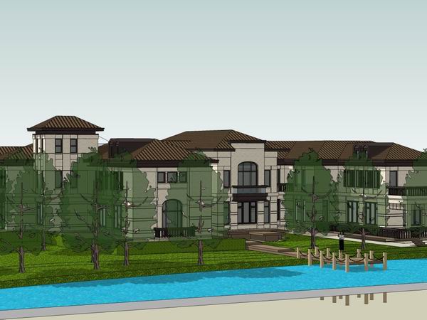Sketchup别墅模型|独栋别墅，古典风格