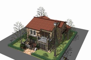 Sketchup别墅模型|独栋别墅，古典风格-BIM建筑网