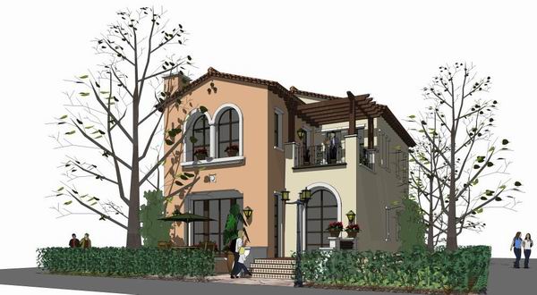 Sketchup别墅模型|独栋别墅，古典风格