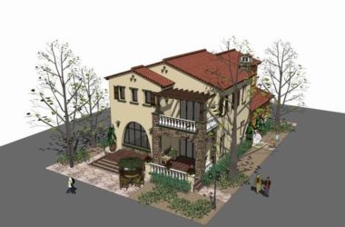 Sketchup别墅模型|联排别墅，古典风格-BIM建筑网