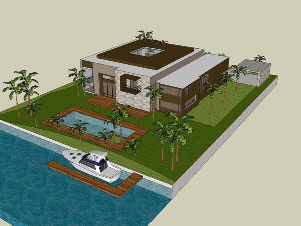 Sketchup别墅模型|独栋别墅，现代风格