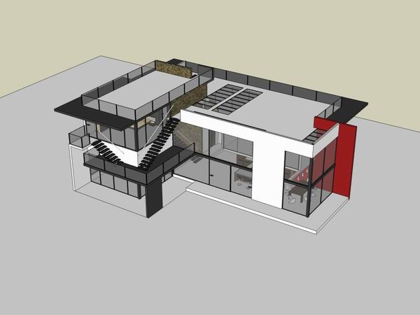 Sketchup别墅模型|独栋别墅，现代风格