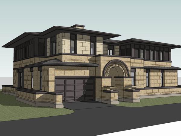 Sketchup别墅模型|独栋别墅，古典风格