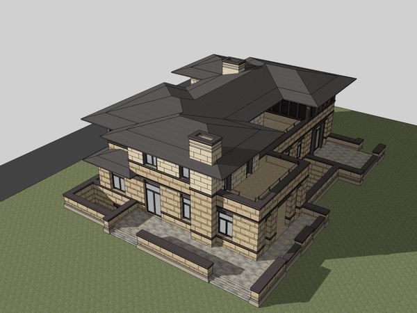 Sketchup别墅模型|独栋别墅，古典风格