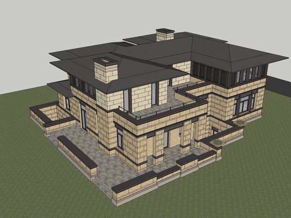 Sketchup别墅模型|独栋别墅，古典风格
