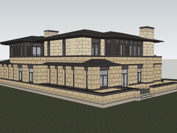 Sketchup别墅模型|独栋别墅，古典风格