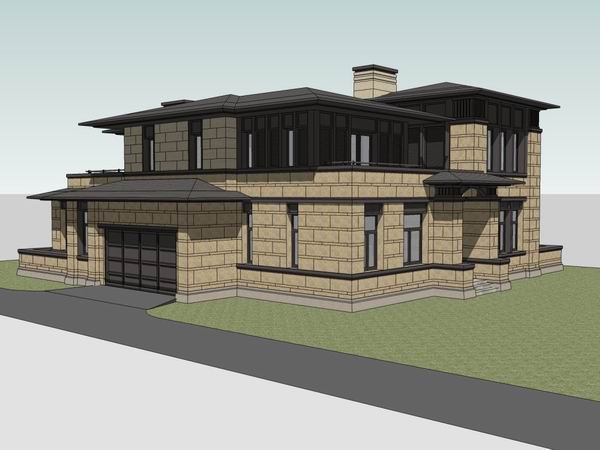 Sketchup别墅模型|独栋别墅，古典风格